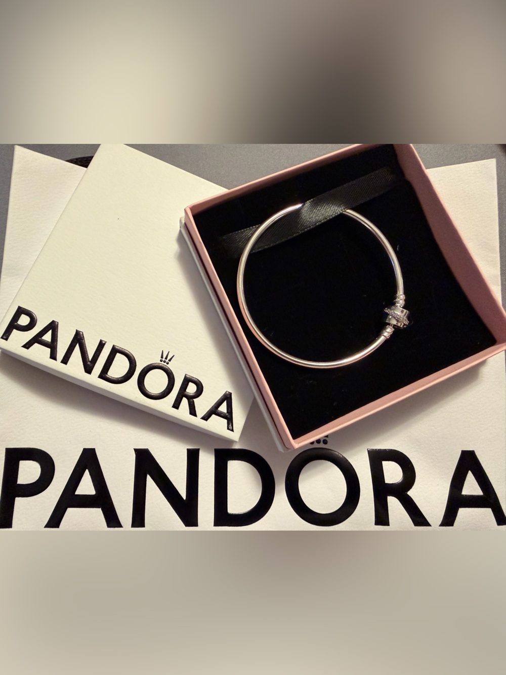 Pandora Silver Bangle with Shooting Star Clasp - Silver